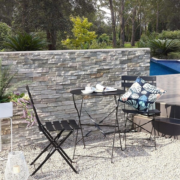 Outdoor Bistro Set with Garden Bistro Table and 2 Chairs，Portable Set