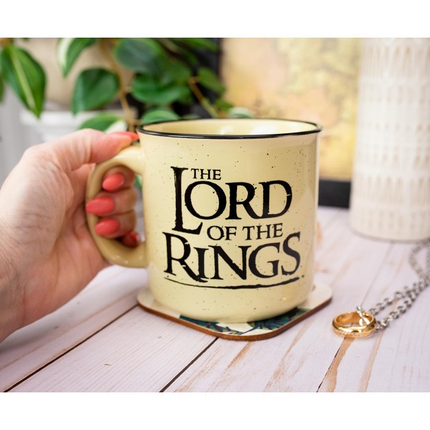 Silver Buffalo Lord Of The Rings Gondor Elven Text 20oz Ceramic Camper Mug