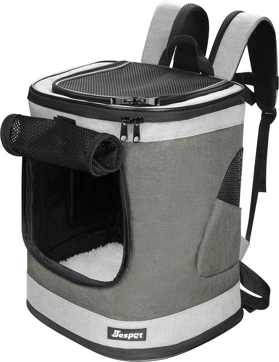 Jespet Cat and Dog Carrier Backpack， Soft Carrier Backpack Ideal for Traveling， Hiking， Walking and Outdoor Activities with Family， 17-in (Smoke Grey)