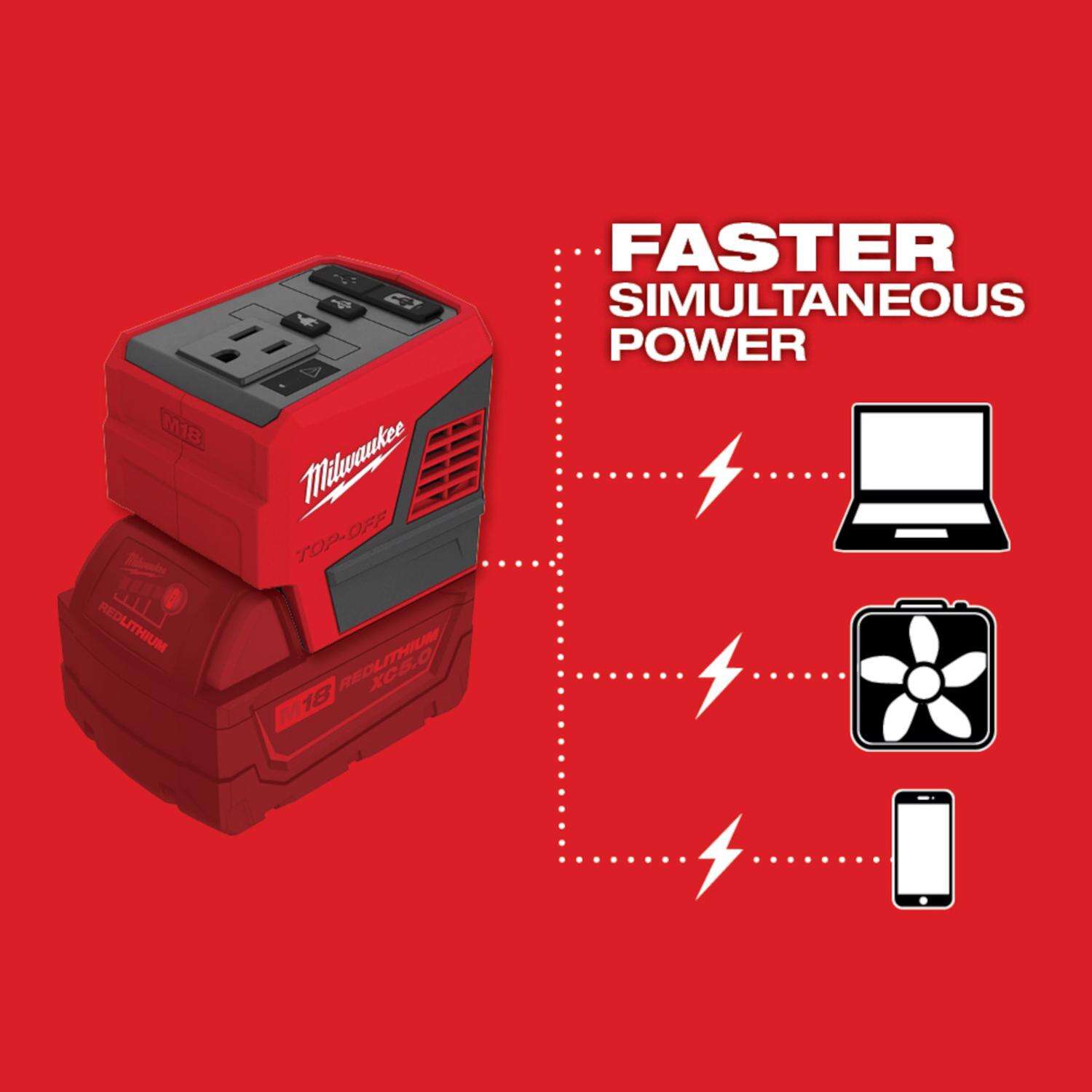 MW 18V M18 Top-Off 6 Ah Lithium-Ion High Output Power Supply with Battery 2 pc