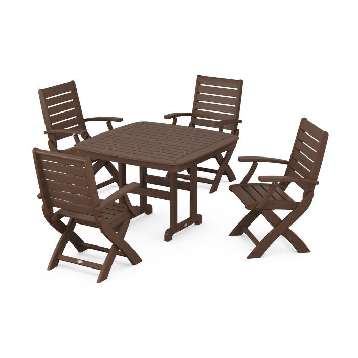 Polywood Signature Folding Chair 5-Piece Dining Set with Trestle Legs PWS932-1