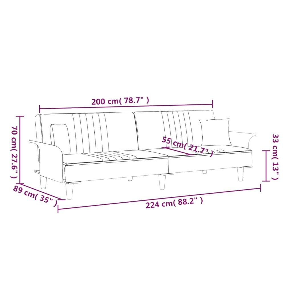 vidaXL Sofa Bed with Armrests Dark/Light Gray Fabric   88.2\