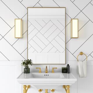 better bevel 30 in. x 40 in. Metal Framed Rectangular Bathroom Vanity Mirror in Gold 20032