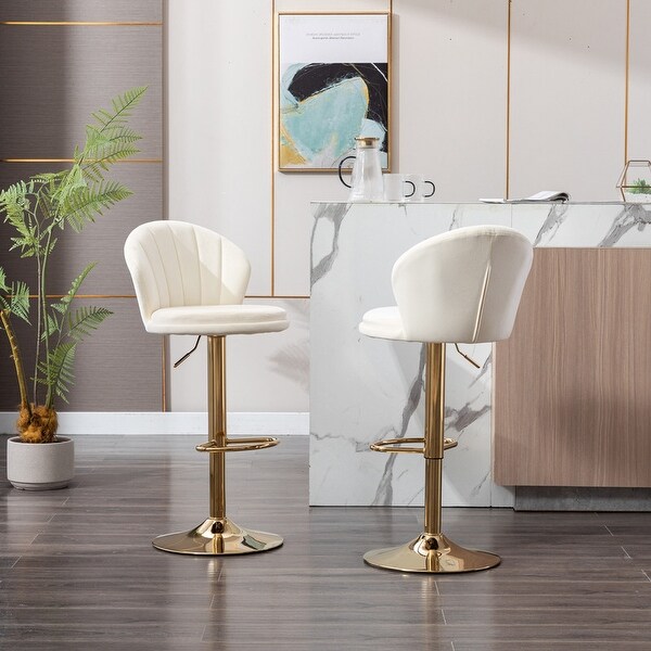 Round Swivel Adjustable Bar Stools with Footrest and Base