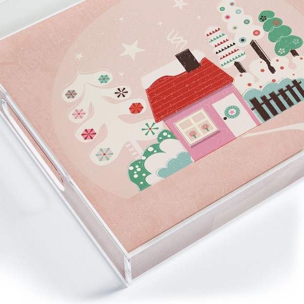 Showmemars Festive Winter Hut In Pink Acrylic Tray deny Designs