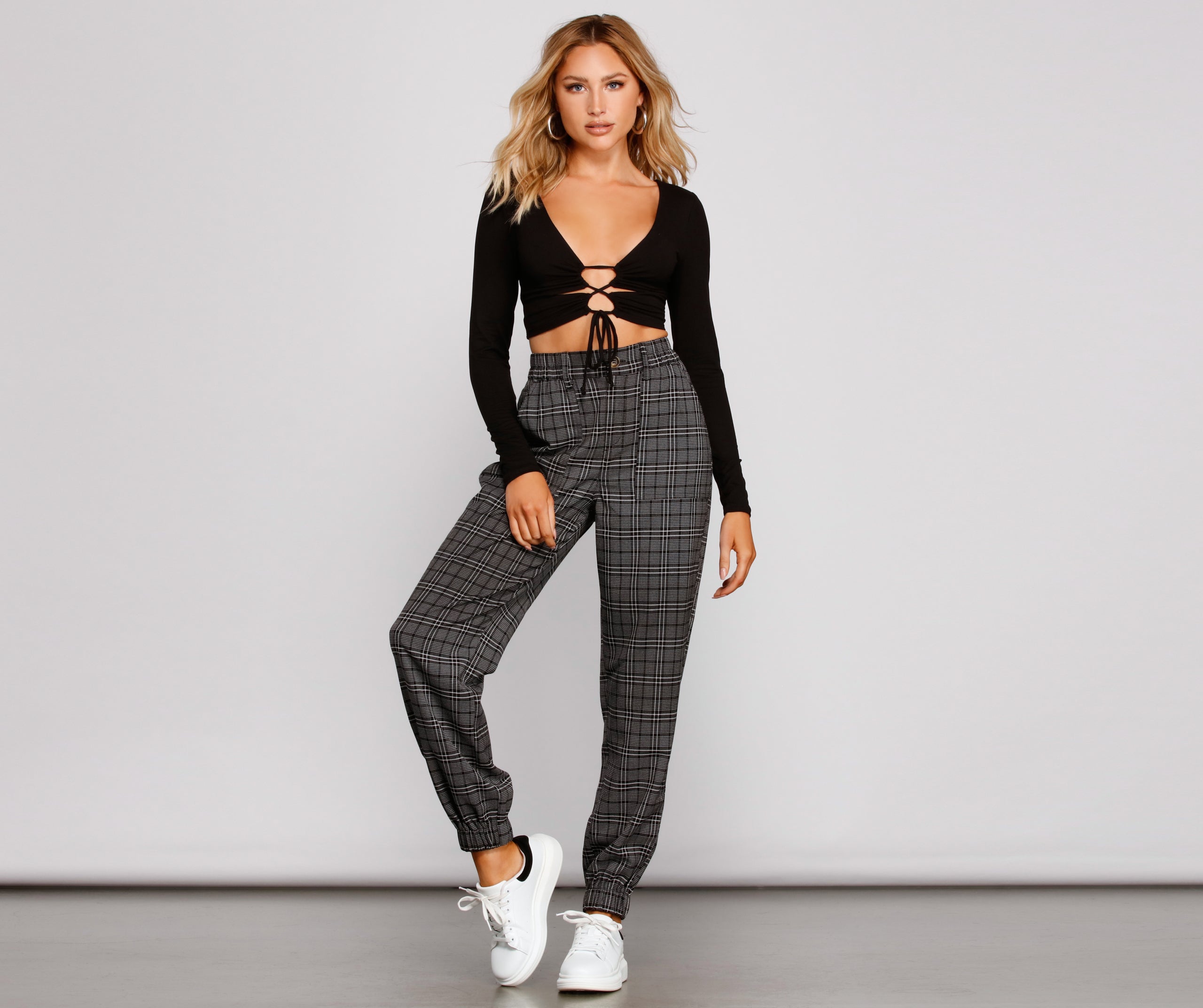 Keeping It Classy High Rise Plaid Jogger