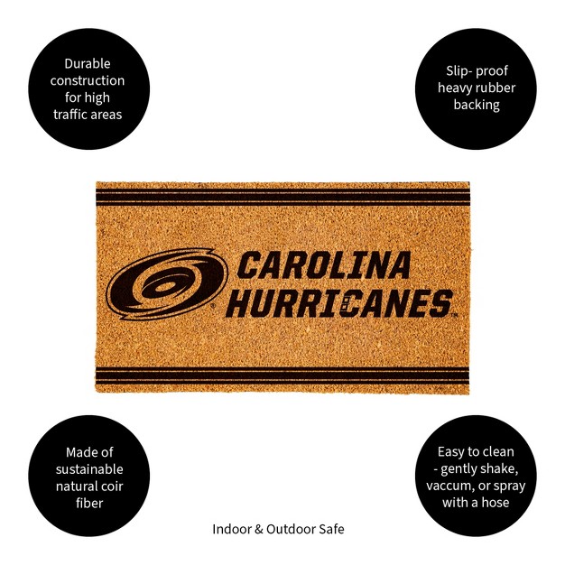 Evergreen Carolina Hurricanes Logo Turf Mat Brown 28 X 16 Inches Indoor Outdoor Doormat