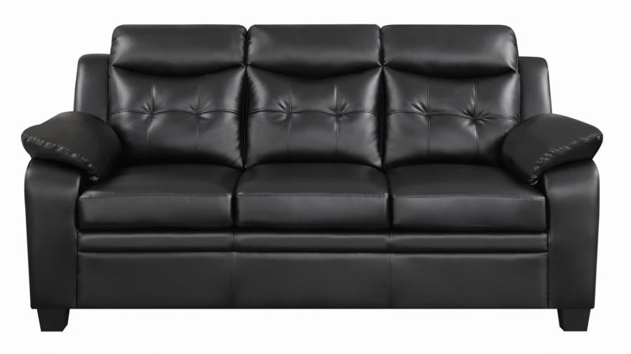 Finley Upholstered Pillow Top Arm Living Room Set Black