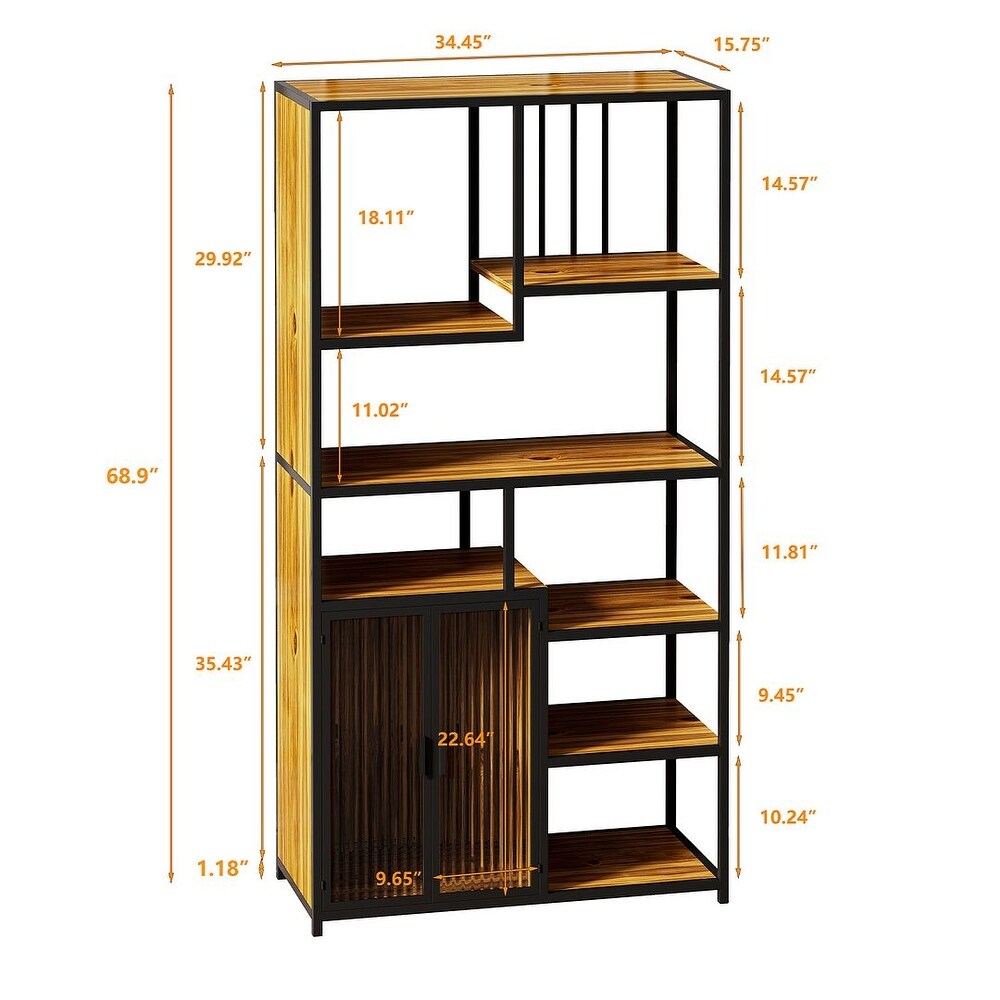 Farmhouse Metal   Wood Storage Bookshelf Display Bookcase