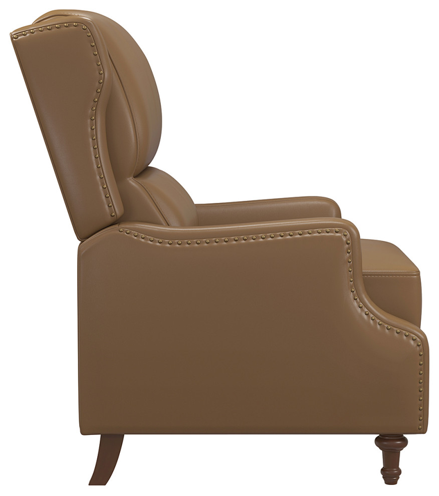 Traditional Genuine Leather Recliner With Nailhead Trims Set of 2   Traditional   Recliner Chairs   by Karat Home  Houzz