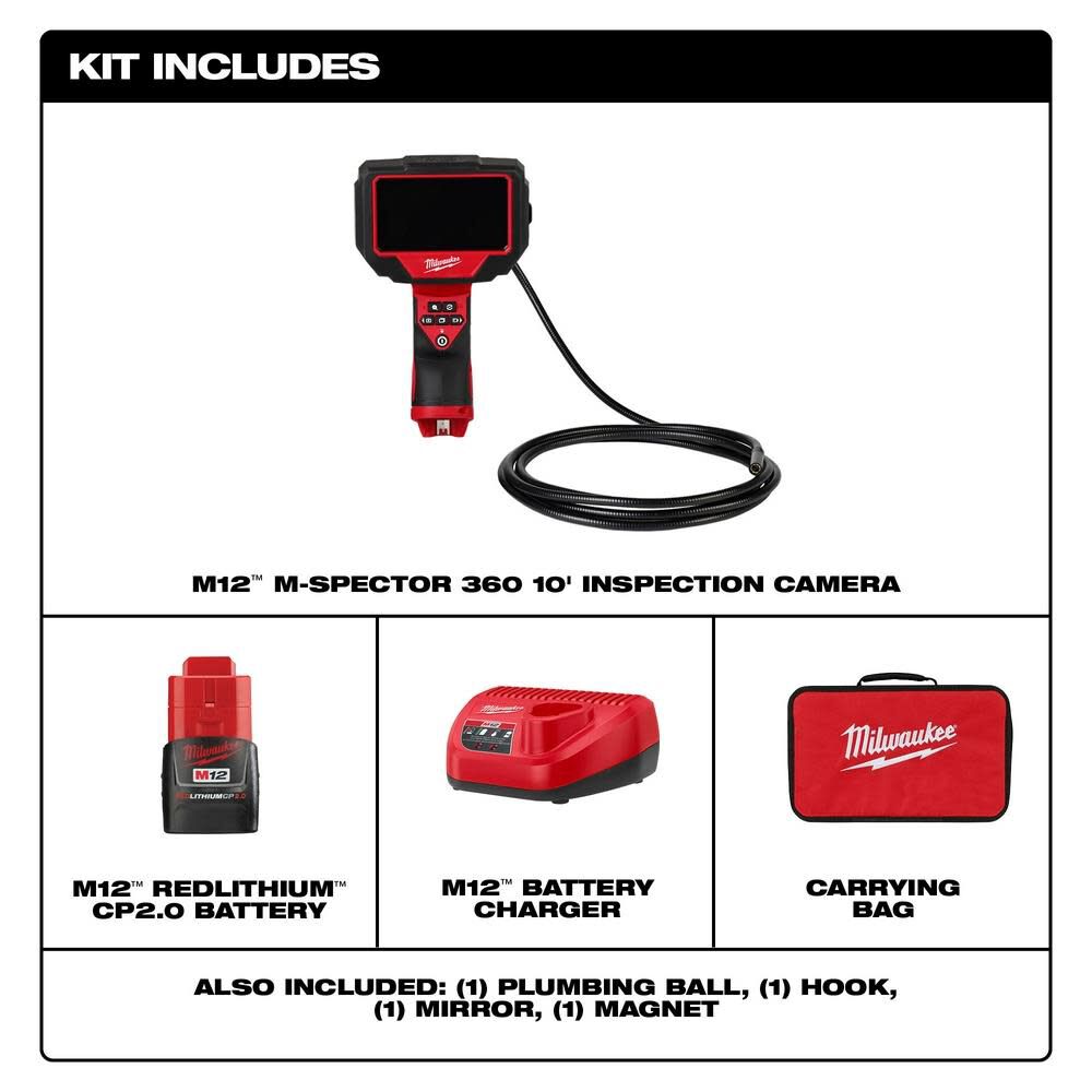 MW M12 M Spector 360 10' Inspection Camera Kit 2324-21 from MW