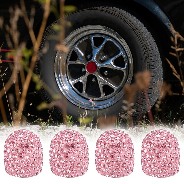 Unique Bargains Universal Faux Crystal Tire Valve Stem Caps Tyre Air Cover Bling