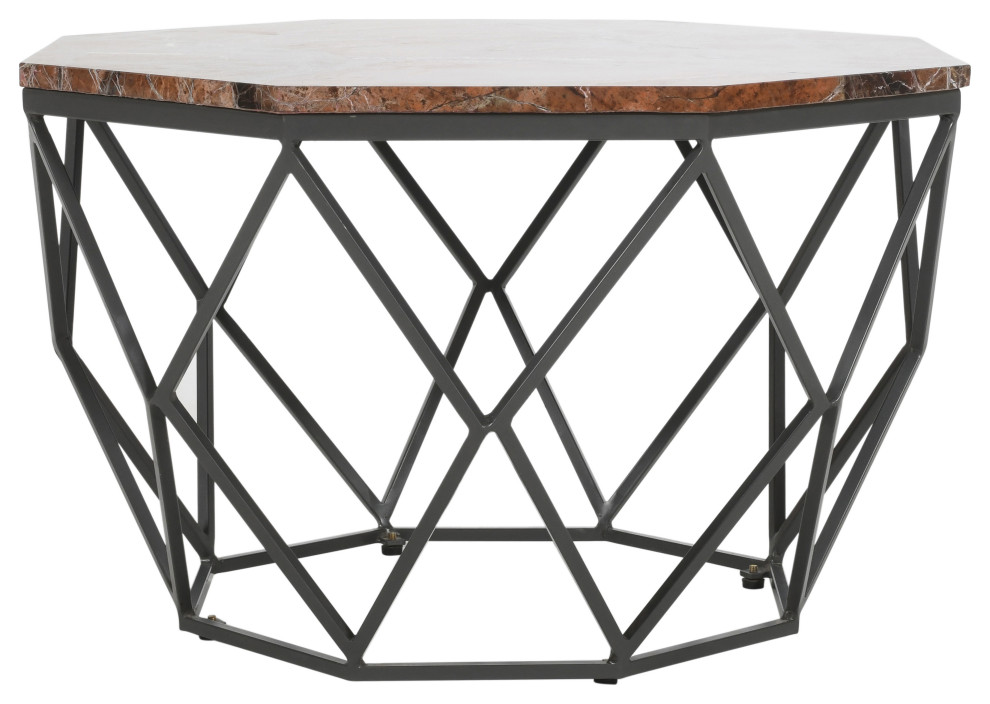 Valley Dark Marble Octagonal Cocktail/Coffee Table With Black Powder Coated Base   Industrial   Coffee Tables   by Coast to Coast Imports  LLC  Houzz