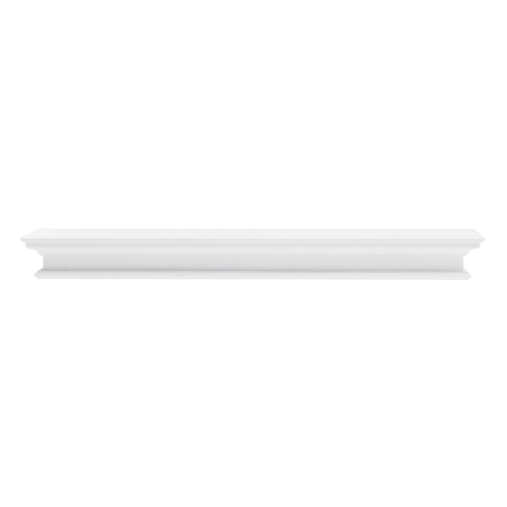 NovaSolo Halifax Coastal White Floating Wall Shelf  Extra Long  Solid Mahogany Frame  47.24 x 9.06 x 4.72