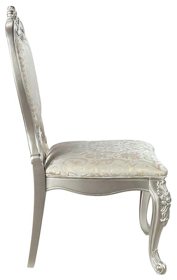 Acme Bently Side Chair Set 2 Fabric and Champagne Finish   Victorian   Dining Chairs   by AMOC  Houzz