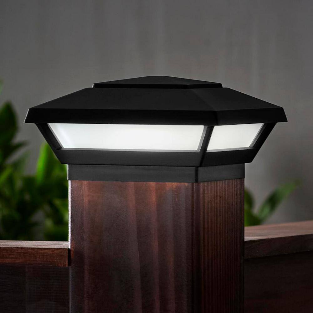 Hampton Bay Low Voltage 50 Lumens Black Outdoor Integrated LED 4x4 and 6x6 Deck Post Light WeatherWaterRust Resistant 62944