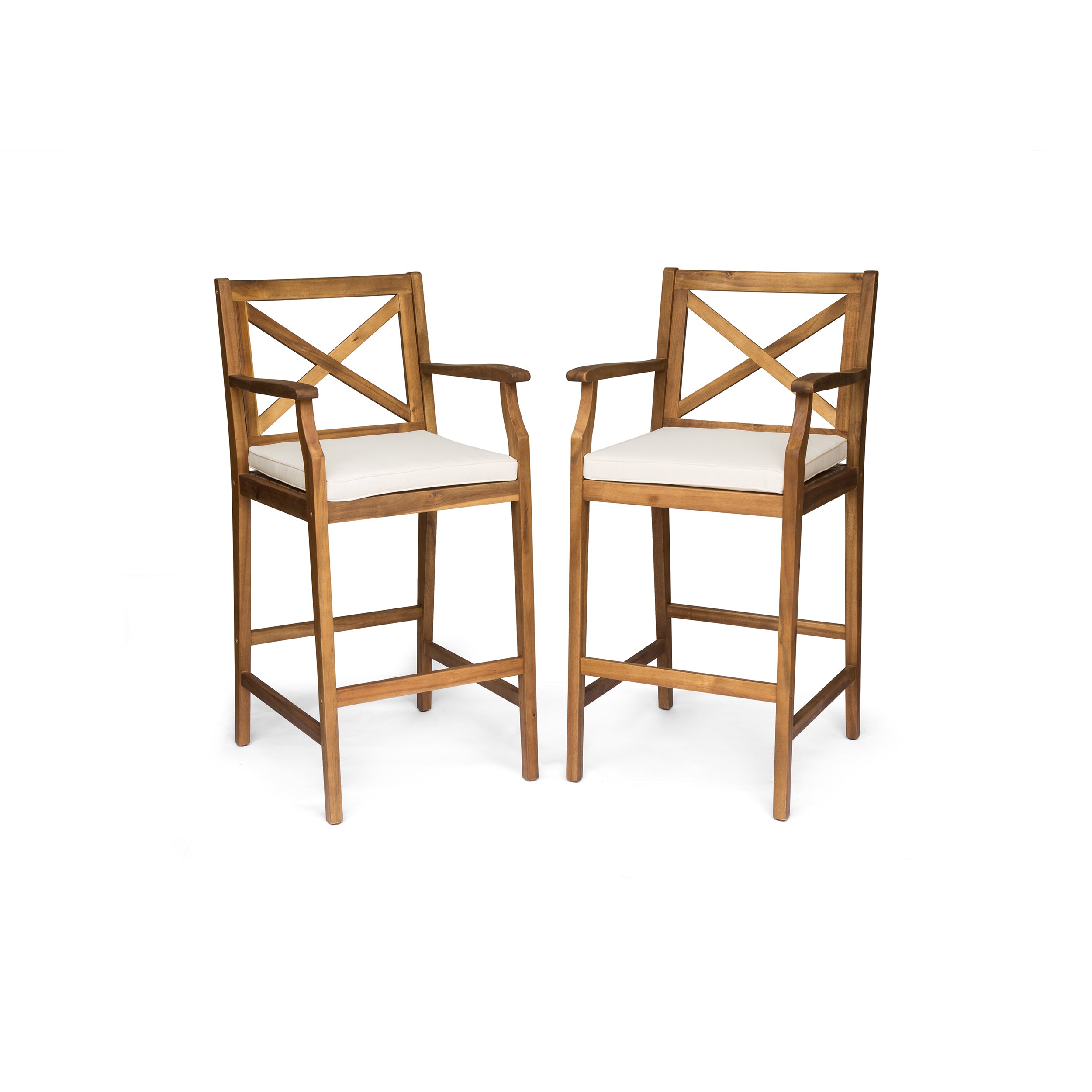 Logan Outdoor Acacia Wood Barstool (set of 2)