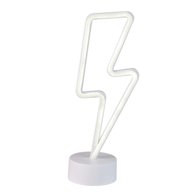 Battery Operated Neon Style Led Lightening Bolt Table Light White