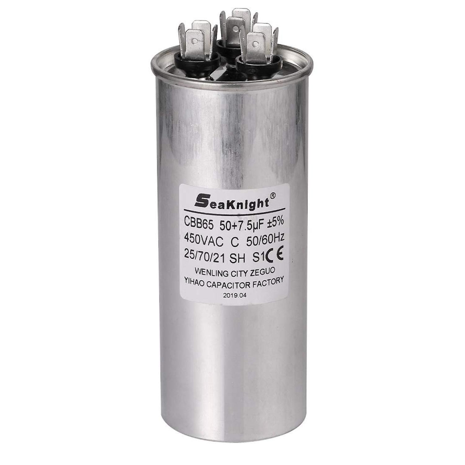 50+7.5 Mfd Uf Cbb65 Capacitor Air Conditioner Capacitor Round Dural Motor Run Capacitor Withstand 450v Ac