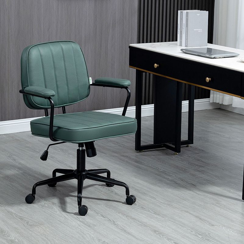 Vinsetto Home Office Chair， Microfiber Computer Desk Chair with Swivel Wheels， Adjustable Height， and Tilt Function， Green