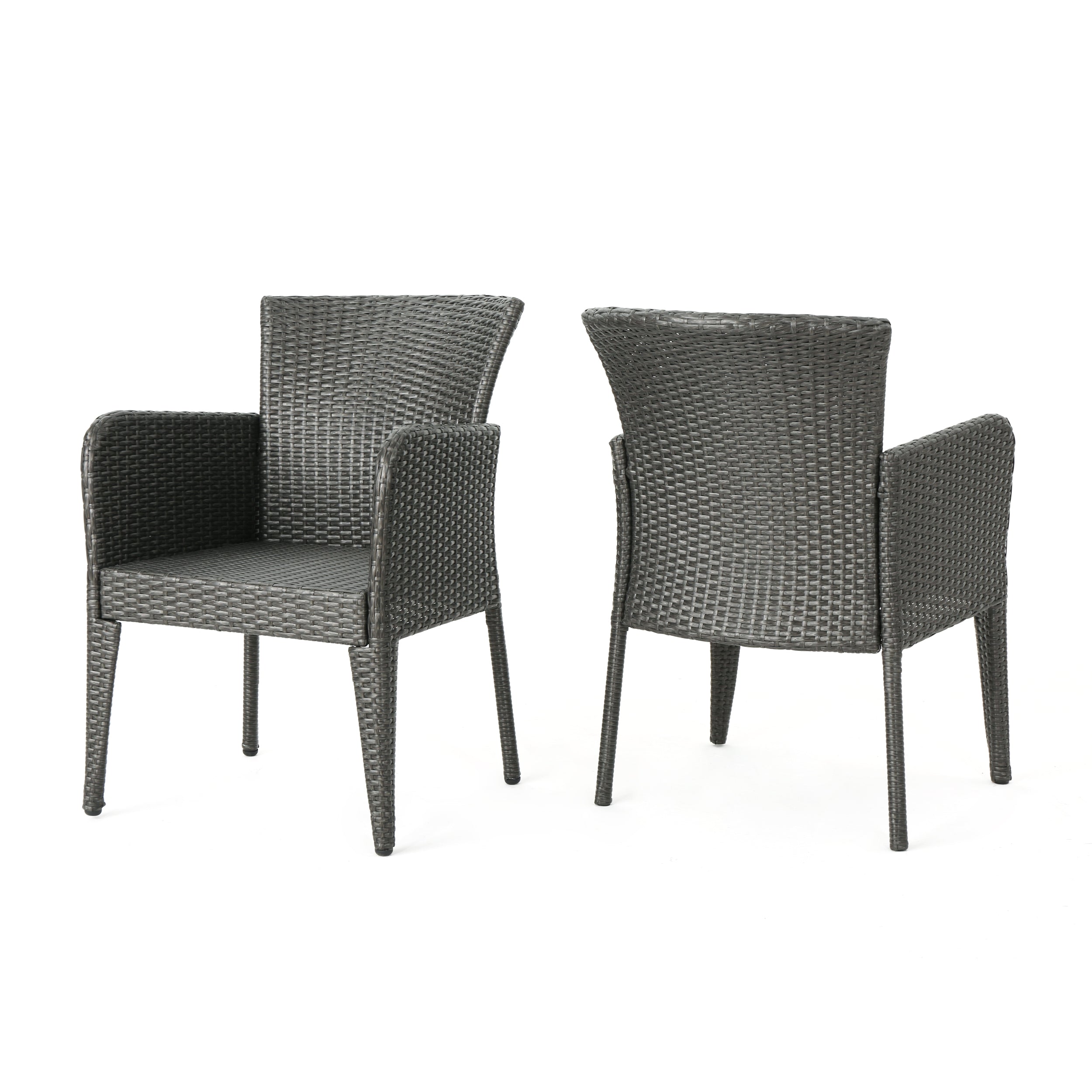 Daisy Outdoor Gray Wicker Dining Chair (Set of 2)