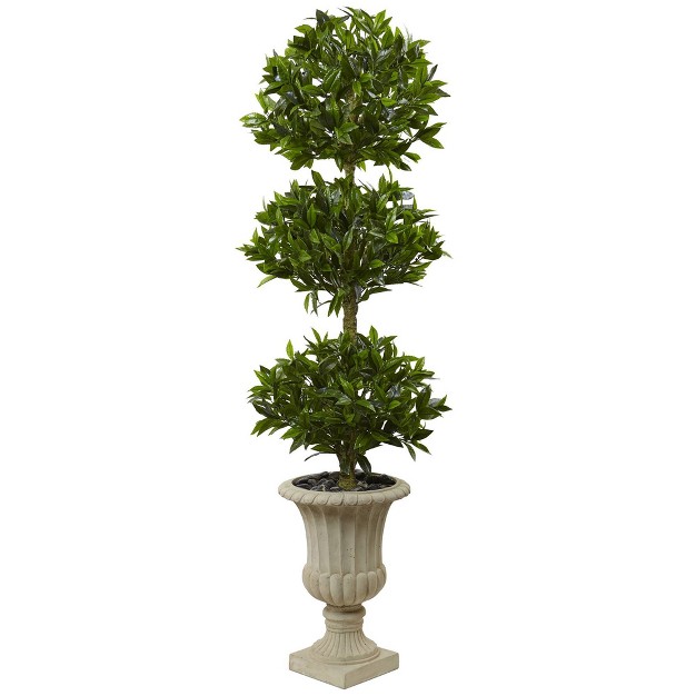 5 5 x27 Triple Bay Leaf Topiary Artificial Tree In Urn Nearly Natural