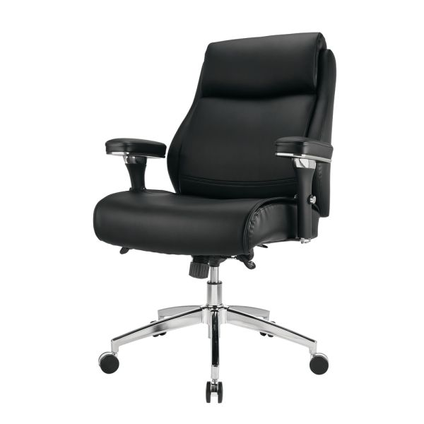 Modern Comfort Keera Bonded Leather Mid-Back Manager's Chair， Onyx/Chrome， BIFMA Certified