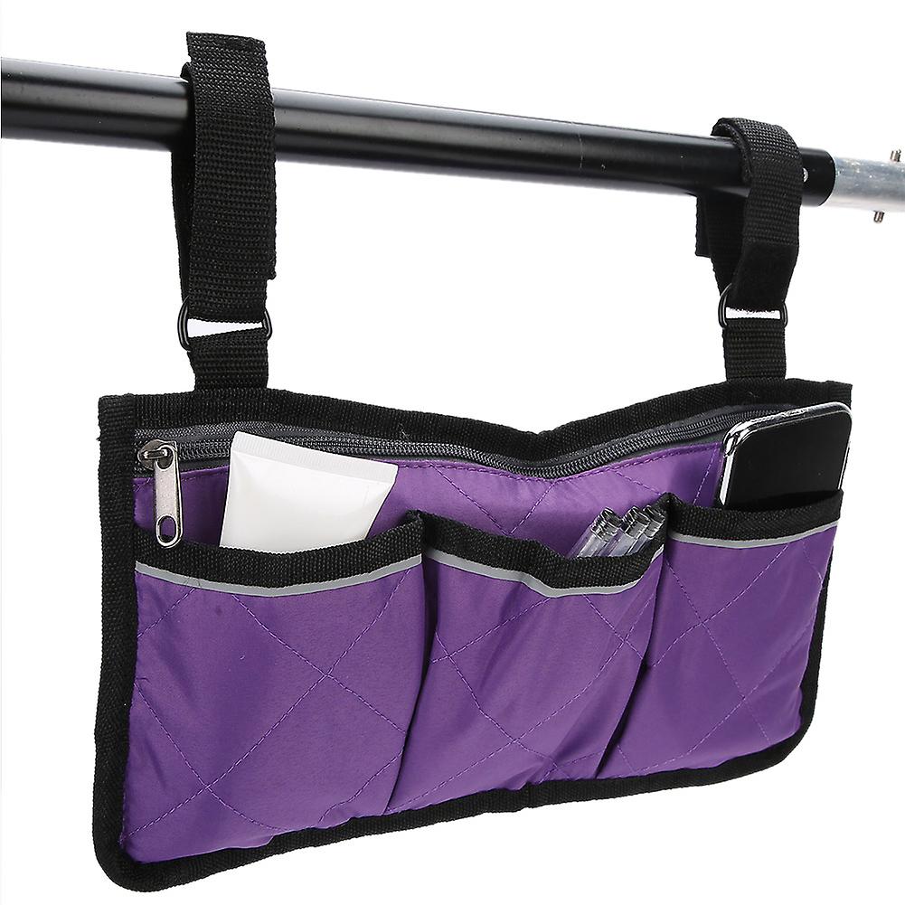 Multiple Pockets Large Capacity Wheelchair Armrest Side Bag Wheelchair Storage Organizerpurple