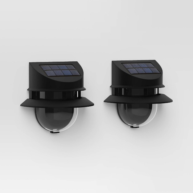 2pk Double Hood Deck Solar Led Outdoor Step Lights Matte Black