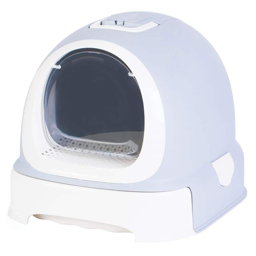 PAWSMARK Fully Enclosed Hooded Litter Pan with Front Entry Odor Close Door, Cat Litter Scoop Included QI003672