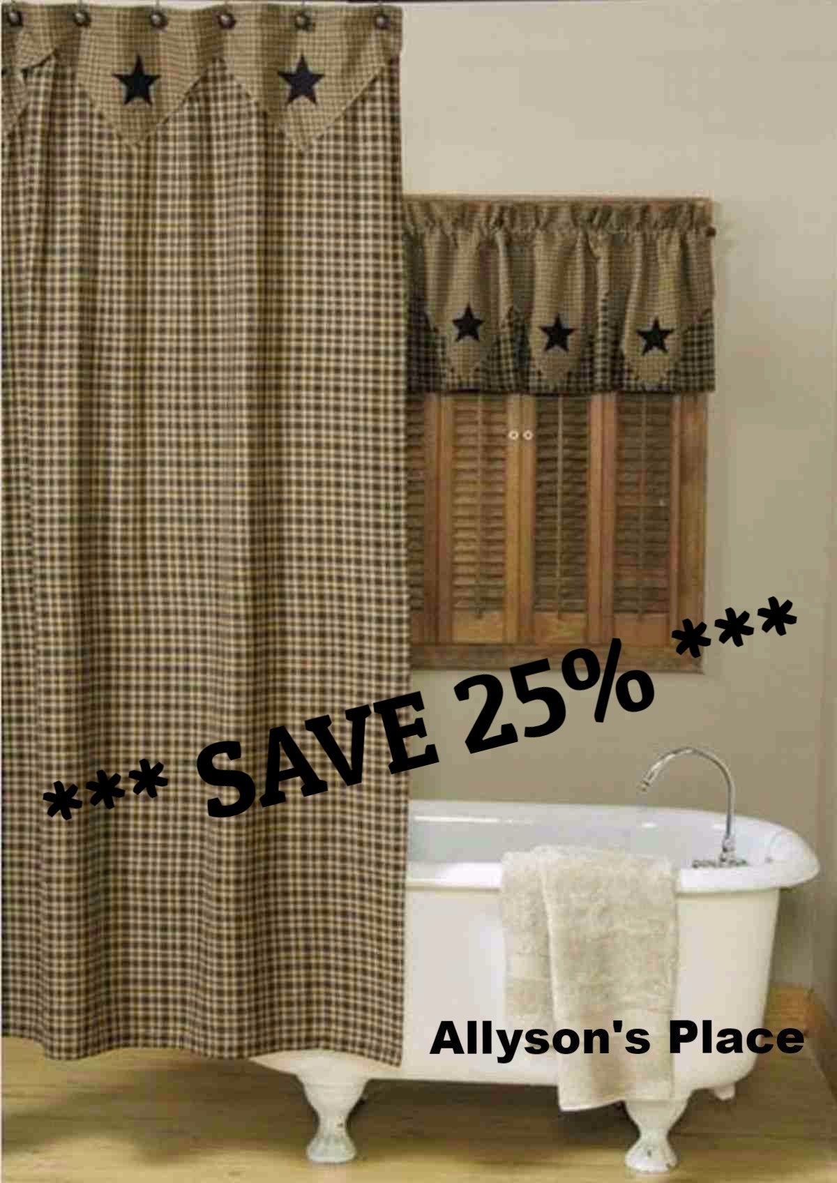 Vintage Star Black Shower Curtain - Clearance - Save 25%