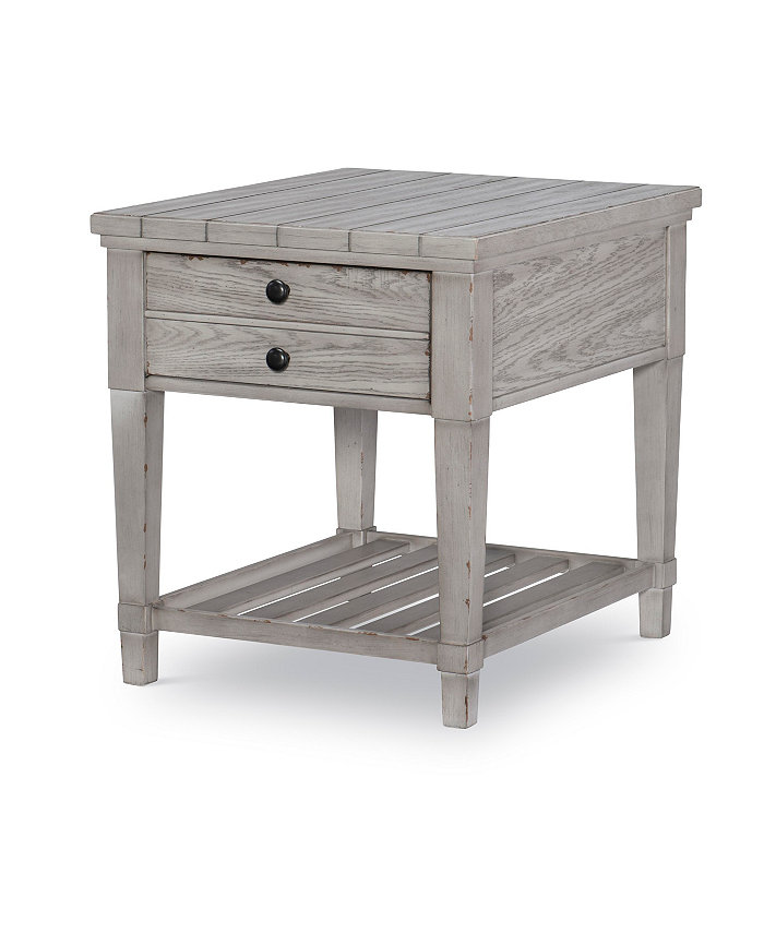 Furniture Belhaven 1 Drawer End Table in Weathered Plank Finish Wood