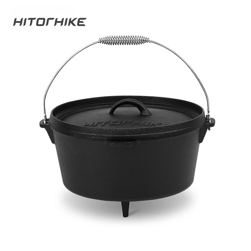 Hitorhike outdoor camping cookware iron cast pan 1 2person cooking pot picnic equipment outdoor cooking pot