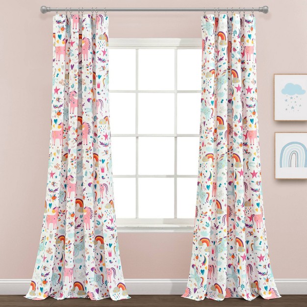 Set Of 2 Unicorn Heart Window Curtain Panels Lush D cor