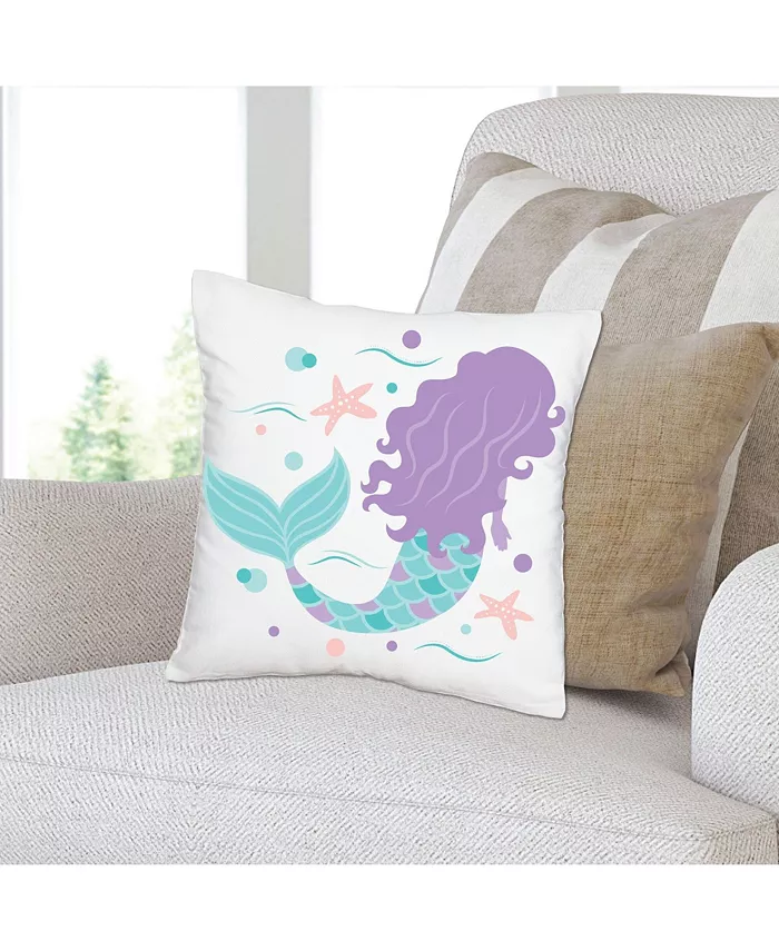 Big Dot of Happiness Let's Be Mermaids - Home Decorative Cushion Case - Throw Pillow Cover 16 x 16 In