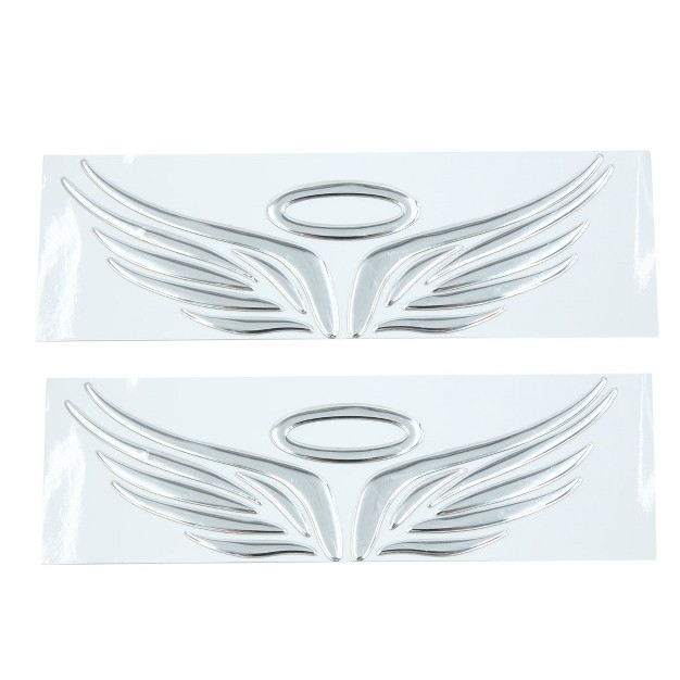 Unique Bargains Silver Tone Angel Wings Pattern Auto Car Sticker 3d Reflective Decal 2 Pcs