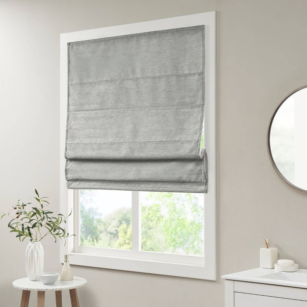 Aberdeen Printed Faux Silk Room Darkening Cordless Roman Blinds And Shade Gray