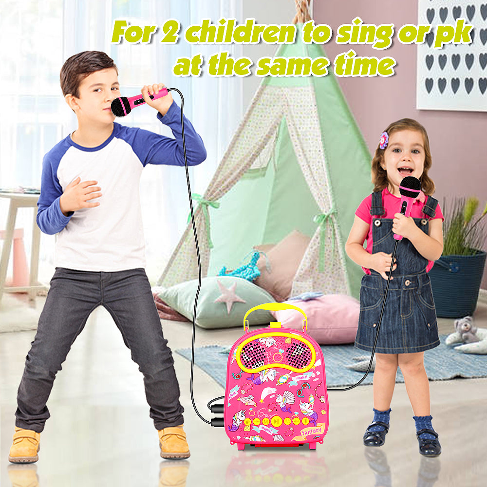 Kids Karaoke Machine with 2 Microphones for Girls Children Singing Machine Toddler Bt Karaoke Music Toy for Birthday