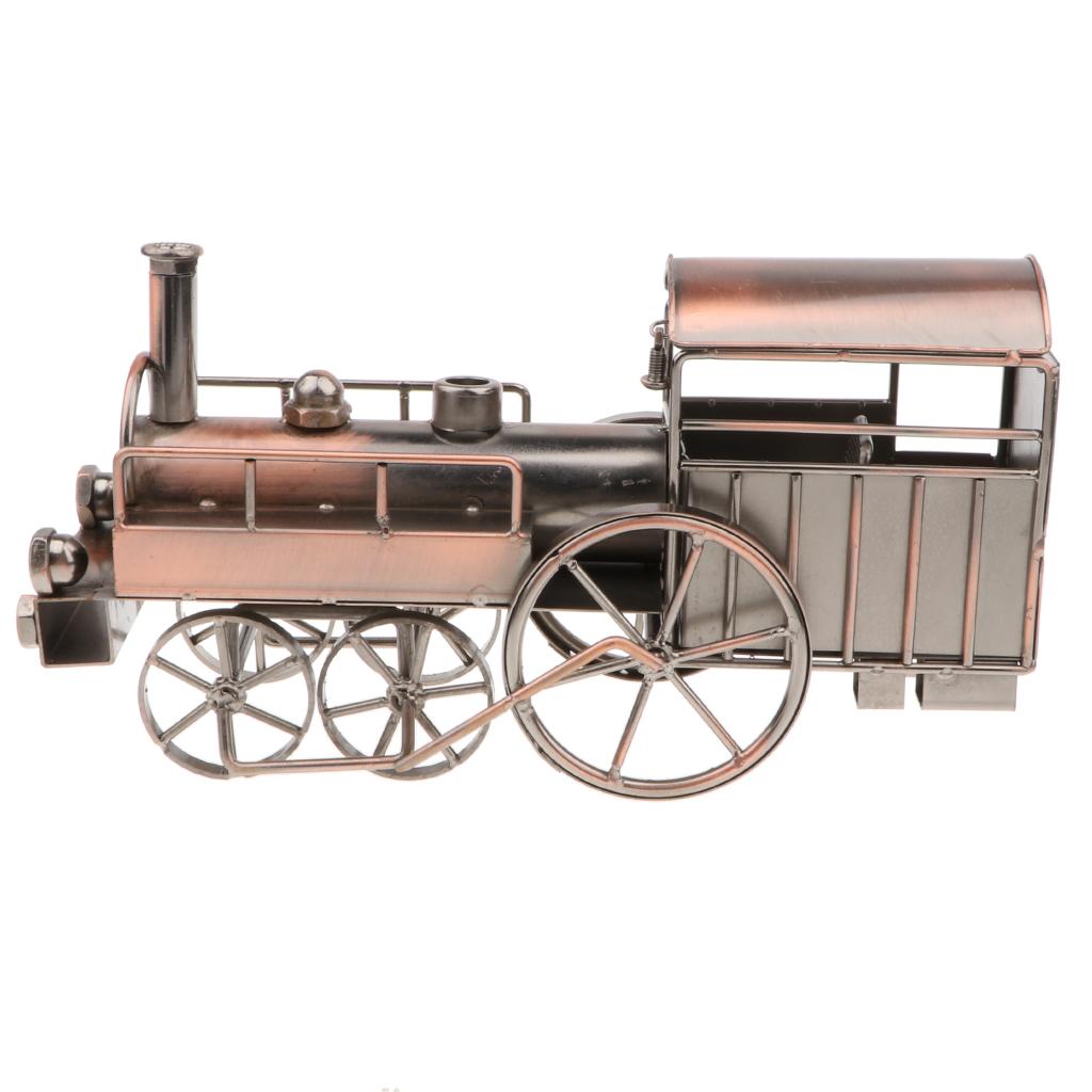 Old Style Locomotive Train Model Metalwork Office Decoration Ornaments Handcrafted Collectible Vehicle Toys