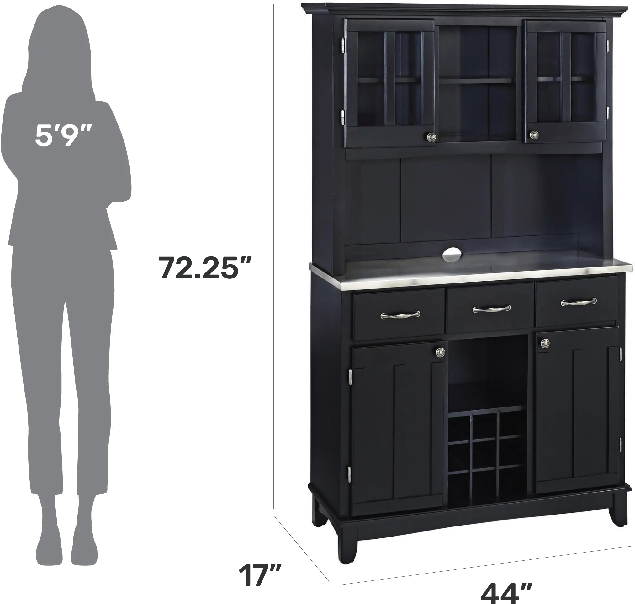 Homestyles Black Buffet with a Hutch