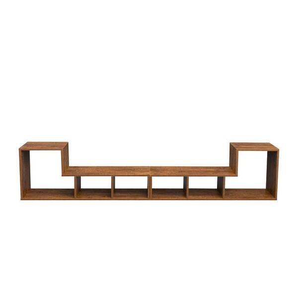 Double L-Shaped TV Stand Display Shelf Bookcase for Home Furniture Walnut