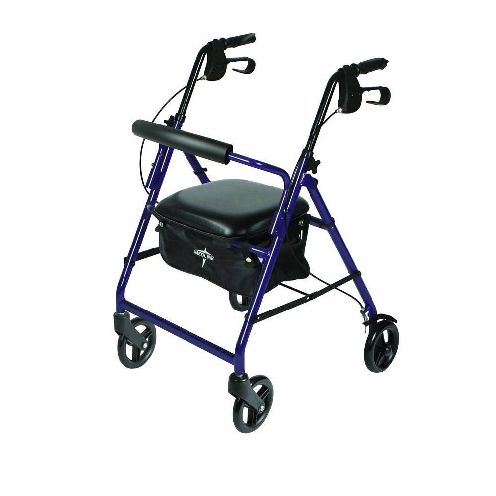 Medline Aluminum Lightweight Folding 4-Wheel Rollator in Purple MDS86850EP