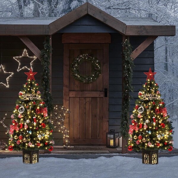 4.5 FT Artificial Fiber Optic Christmas Tree 2pack