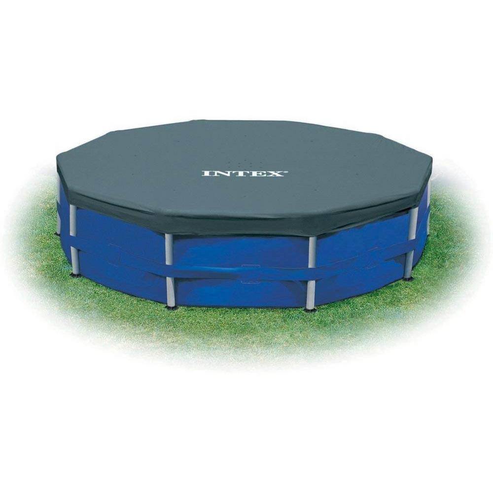 Intex 12 ft. Round Blue Frame Set Easy Above Ground Swimming Pool Leaf Debris Cover 28031E-WMT