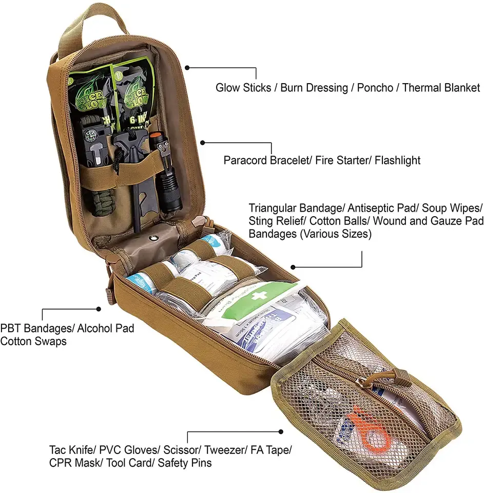 Manufacturer First Aid Emergency Medical Outdoor Survival Kit First Aid Kits Emergency Camping Equipment Survival First Aid Kit