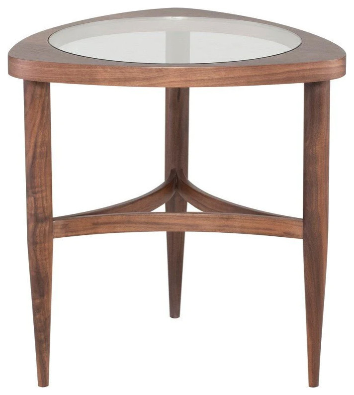 Alayna Walnut Side Table   Midcentury   Side Tables And End Tables   by Peachtree Fine Furniture  Houzz