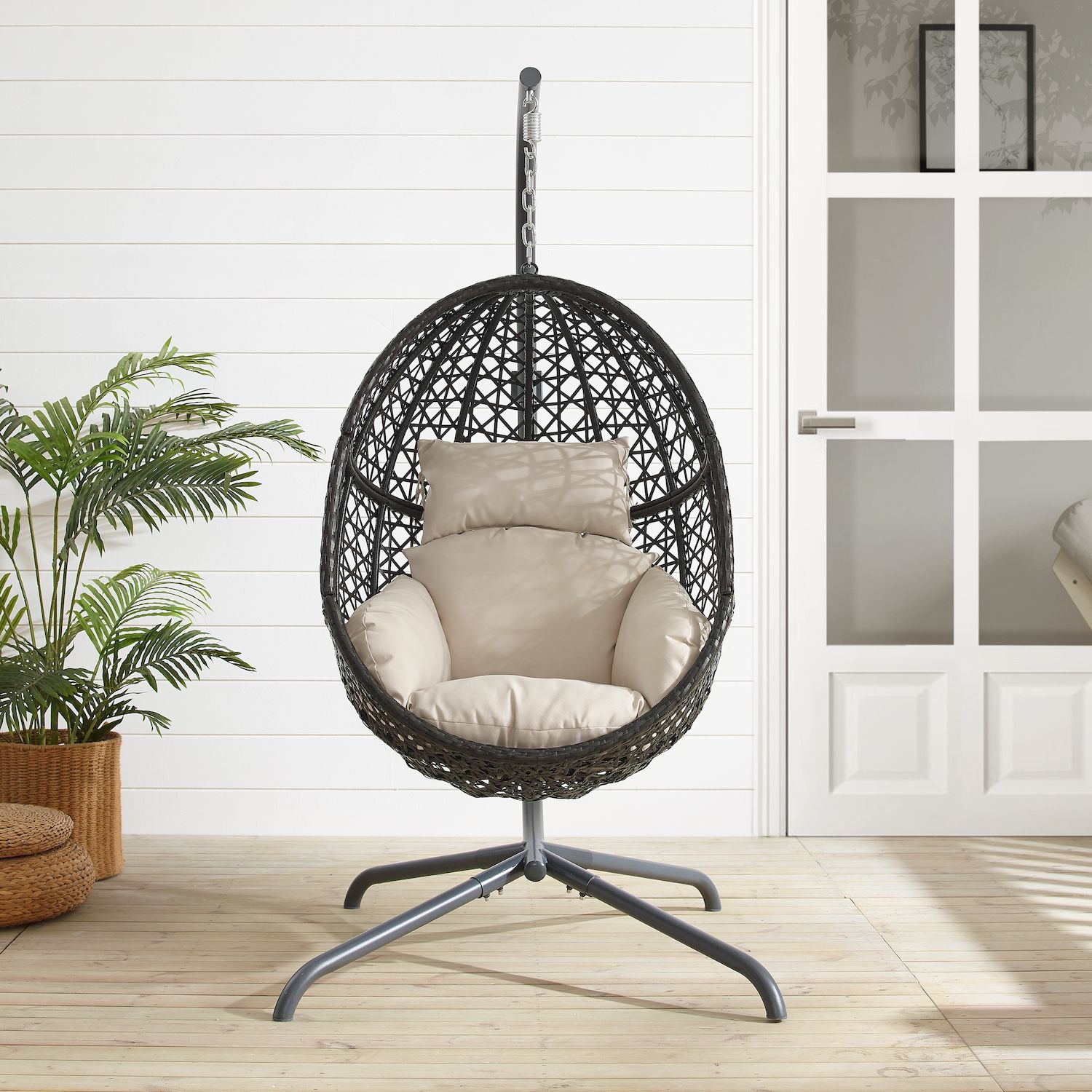 Crosley Calliope Indoor / Outdoor Wicker Hanging Patio Egg Chair