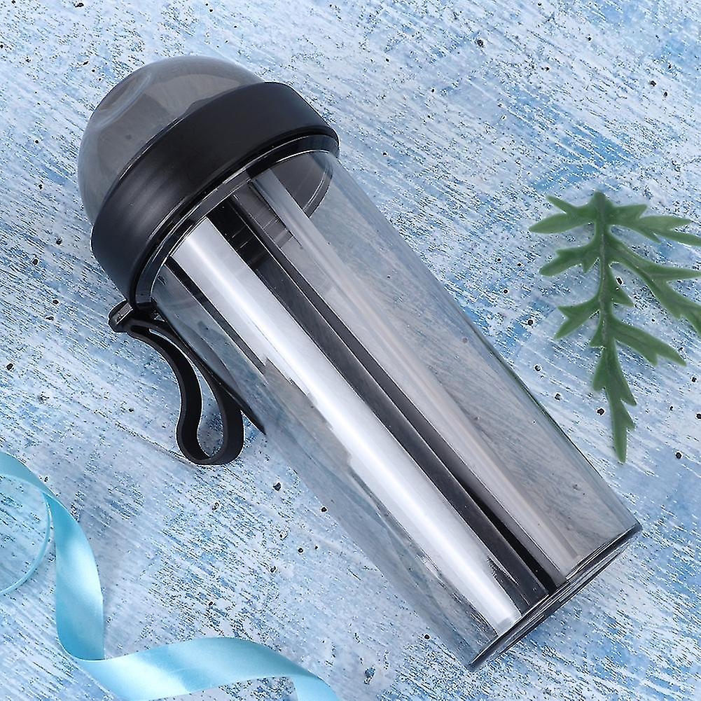 600ml Innovative Dual Use Water Bottle Straw Water Cup for Home Outdoor Camping SportBlack