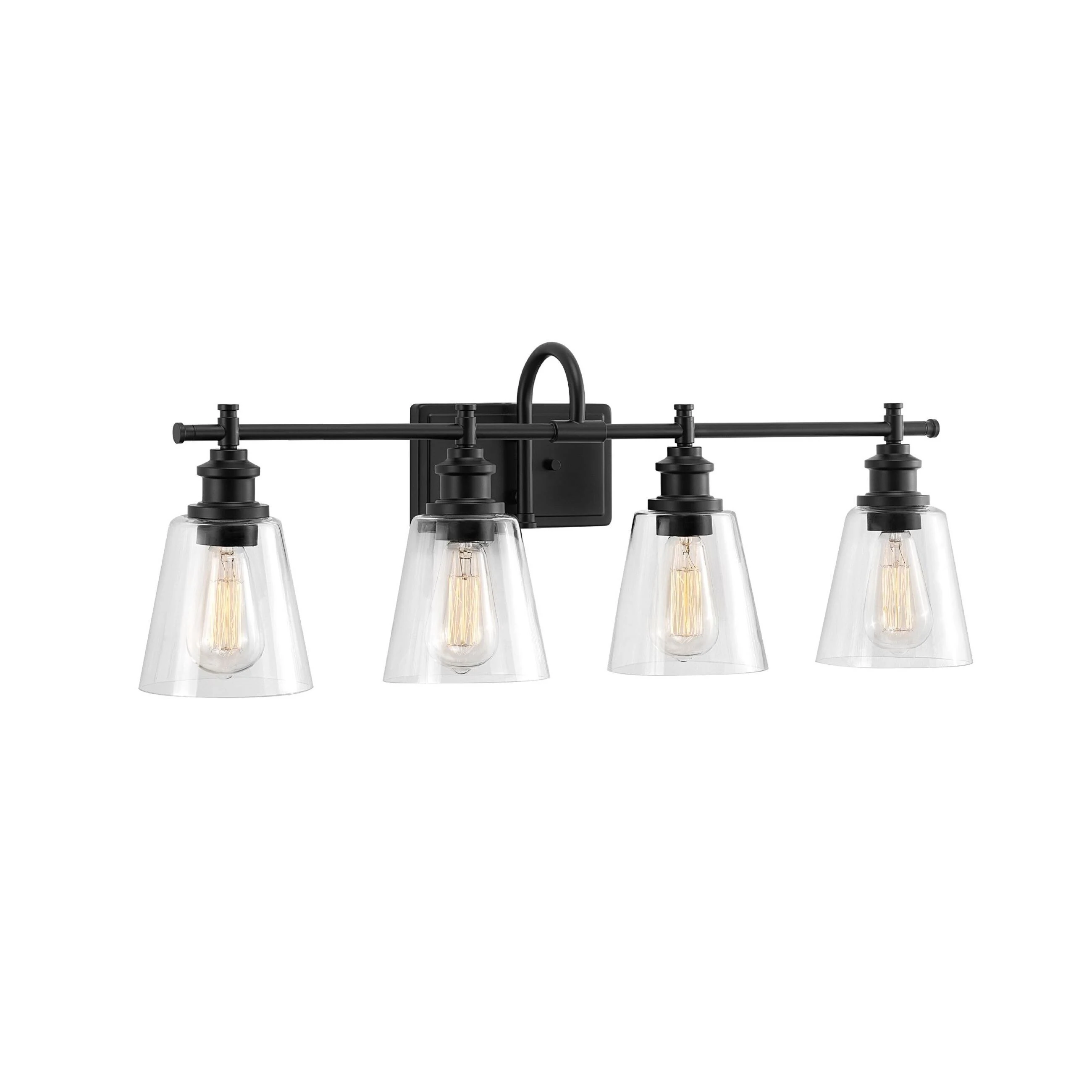 KAWOTI 4-Light Bathroom Vanity Light with Glass Shade