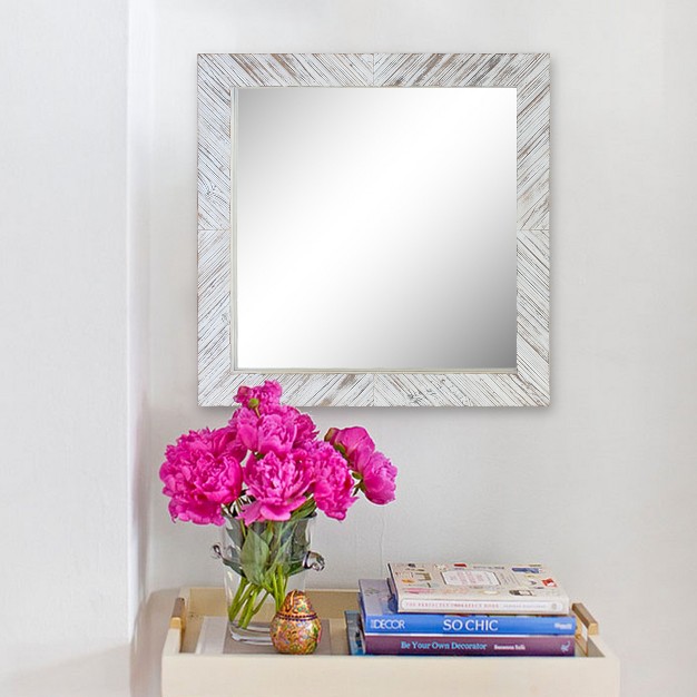 Wood Chevron Decorative Wall Mirror White Stonebriar Collection